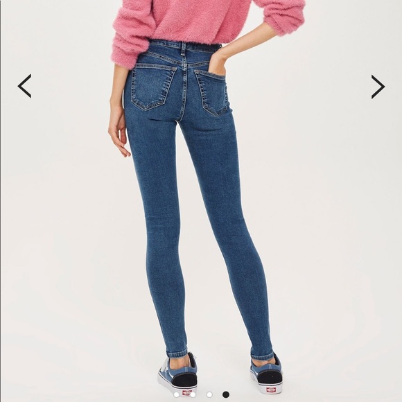 Topshop Mid Blue Ripped Jamie Jeans - Picture 2 of 4